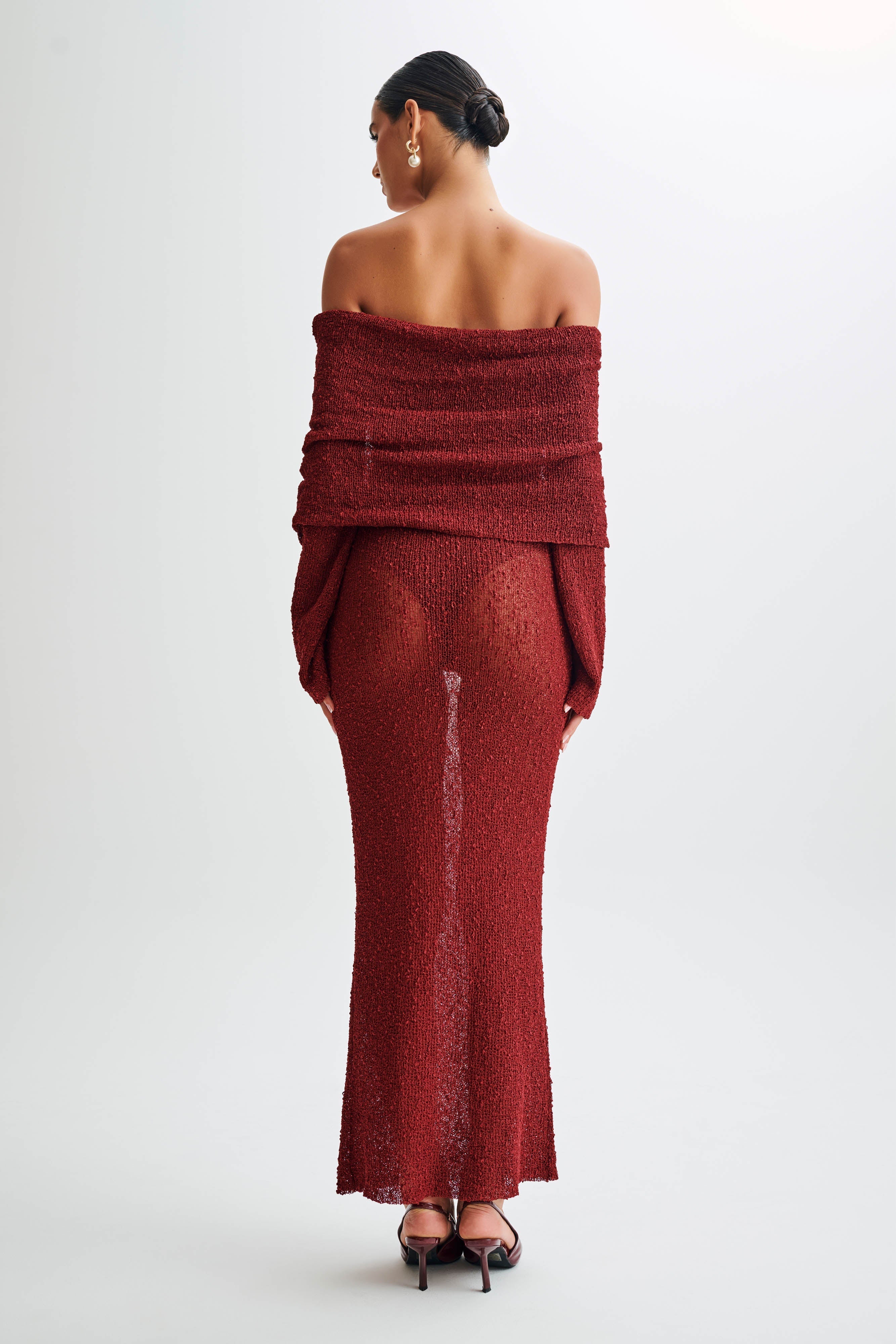 Marisol Off Shoulder Boucle Maxi Dress
