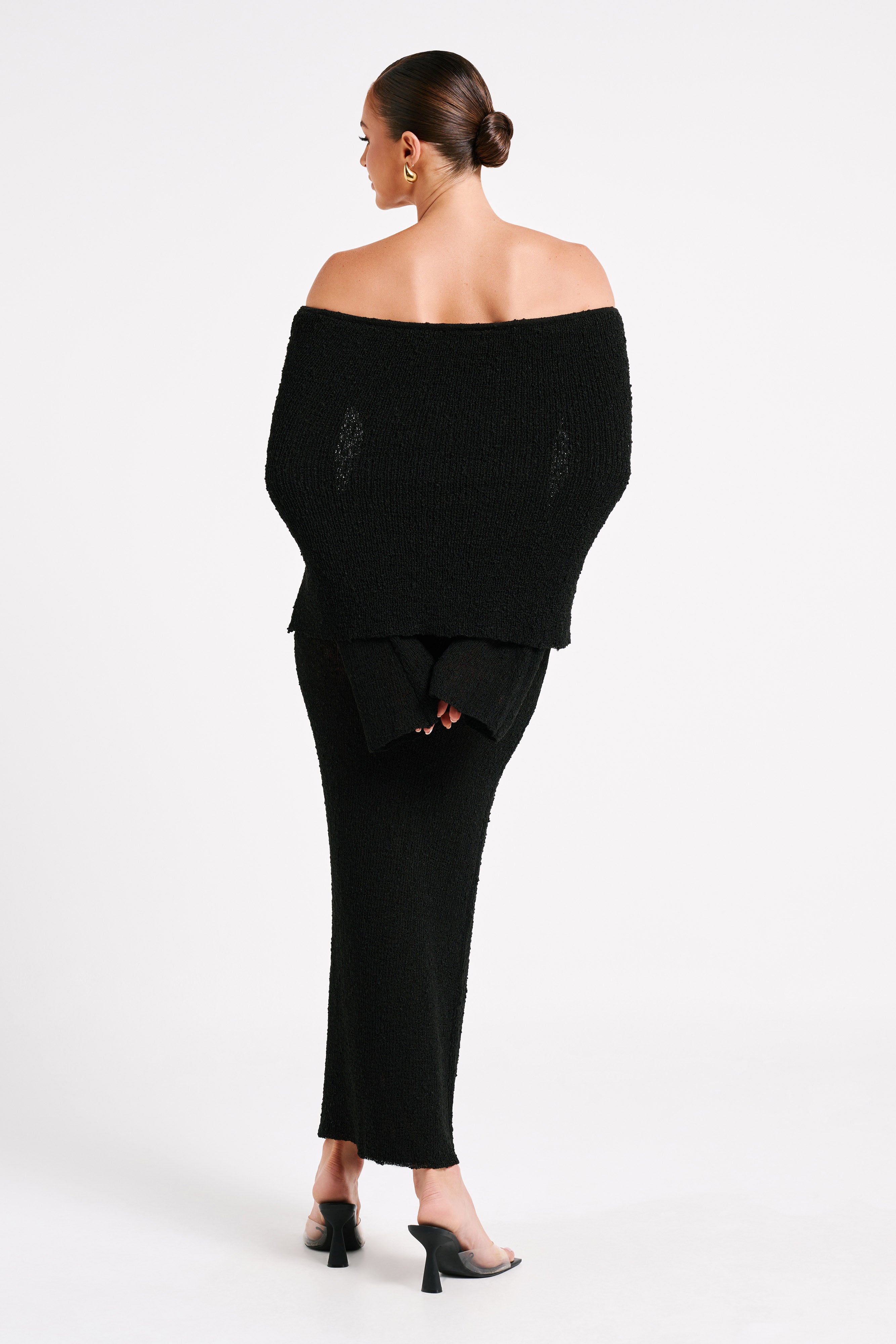 Marisol Off Shoulder Boucle Maxi Dress