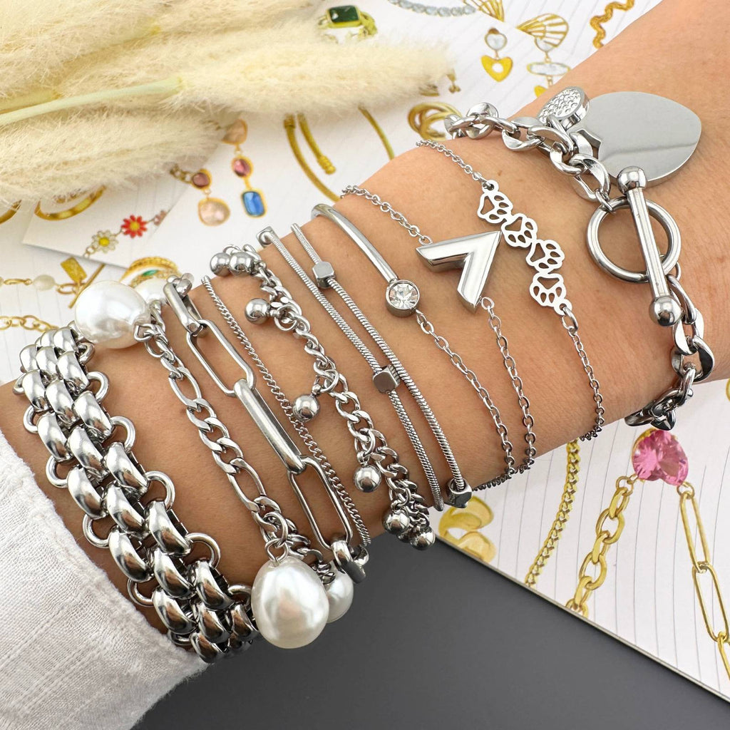 Crystal Silver Heart Bracelet