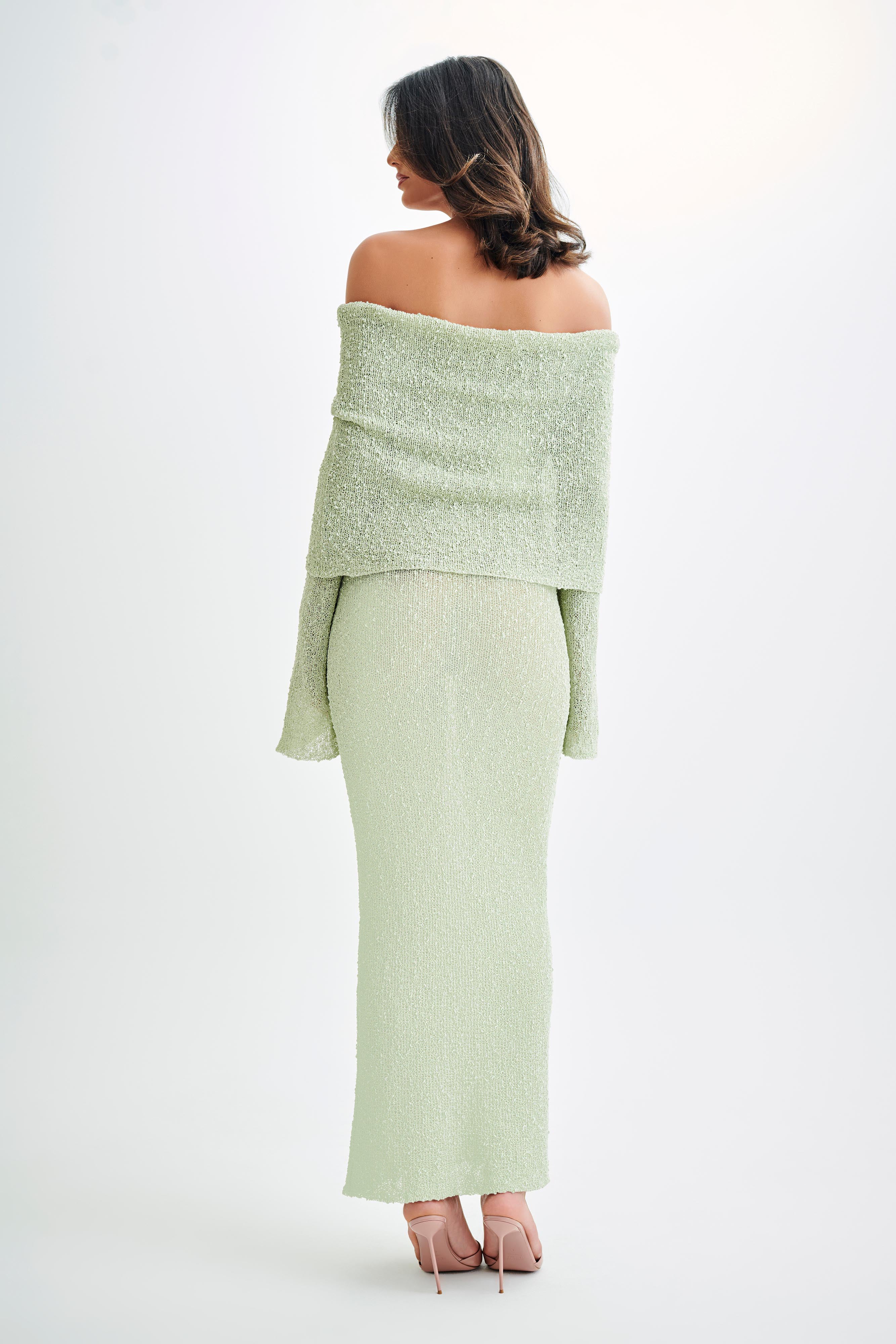 Marisol Off Shoulder Boucle Maxi Dress