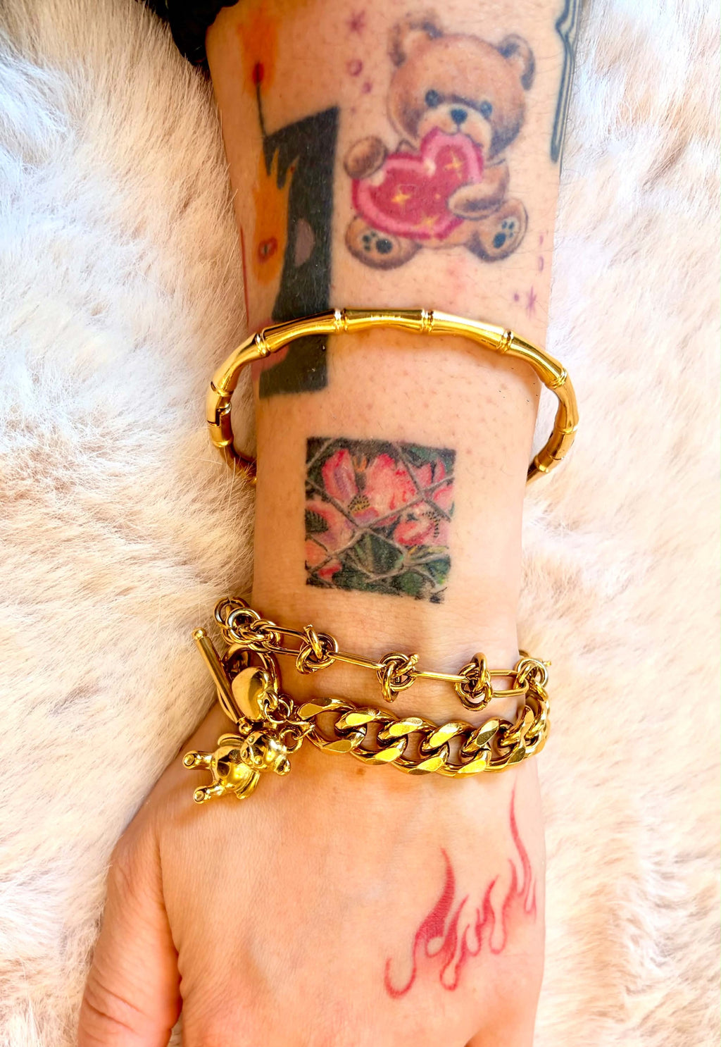 Golden Teddy Bear Bracelet