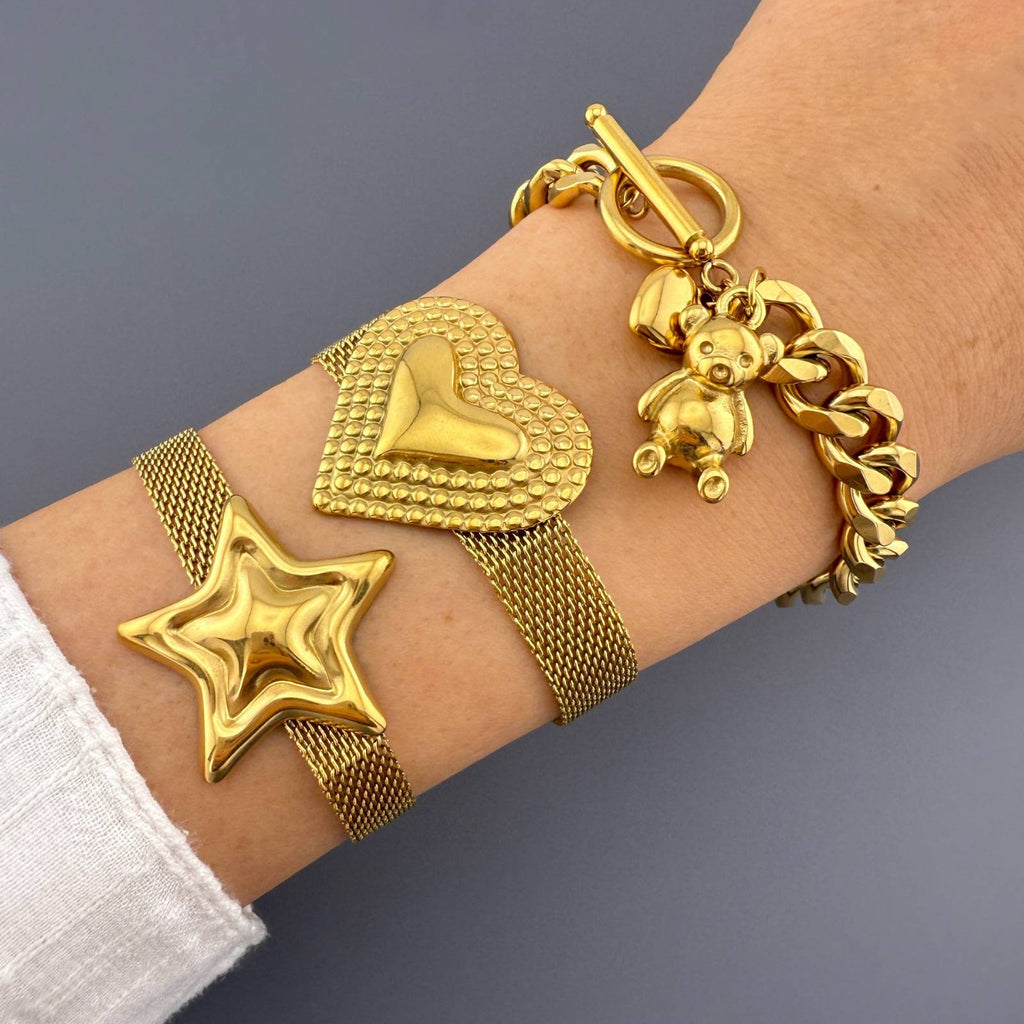 Golden Teddy Bear Bracelet
