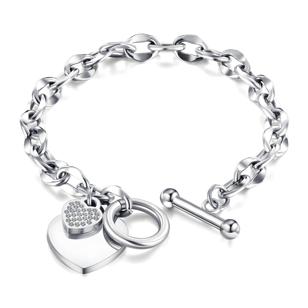 Crystal Silver Heart Bracelet