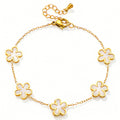 Golden White Flowers Bracelet