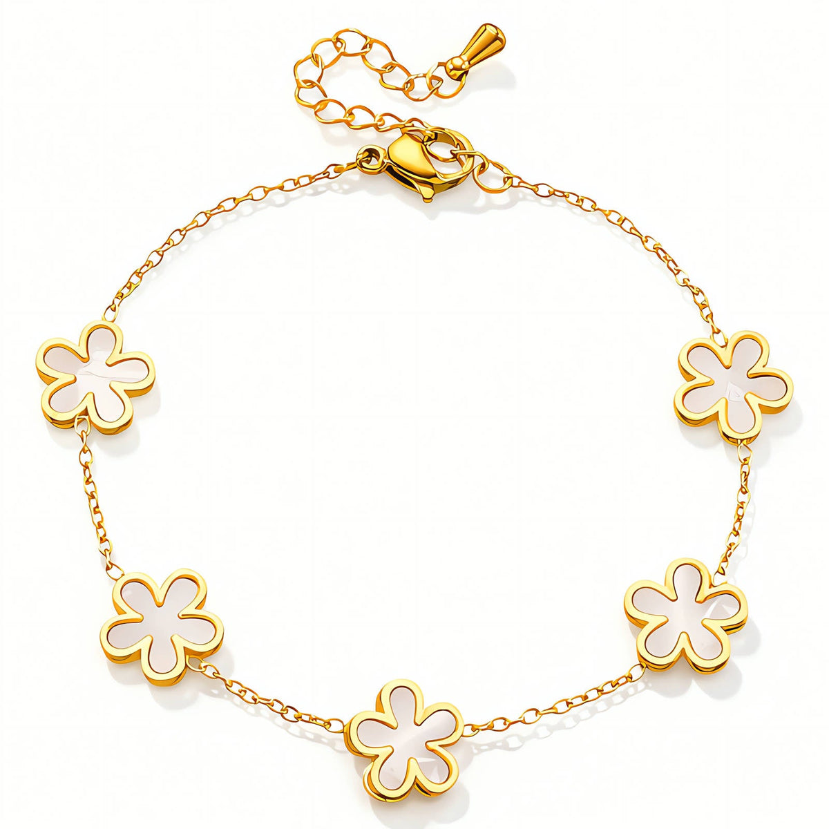 Golden White Flowers Bracelet