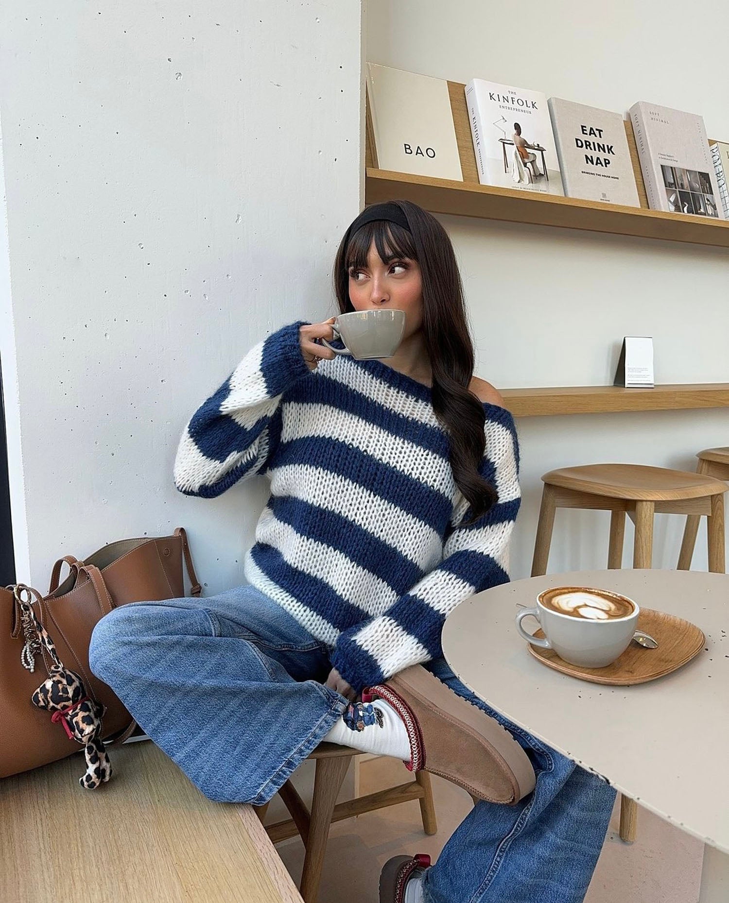 Anna Knitted Sweater - White/Blue