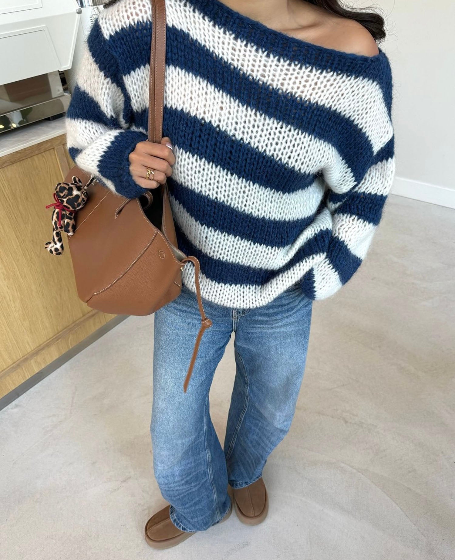 Anna Knitted Sweater - White/Blue